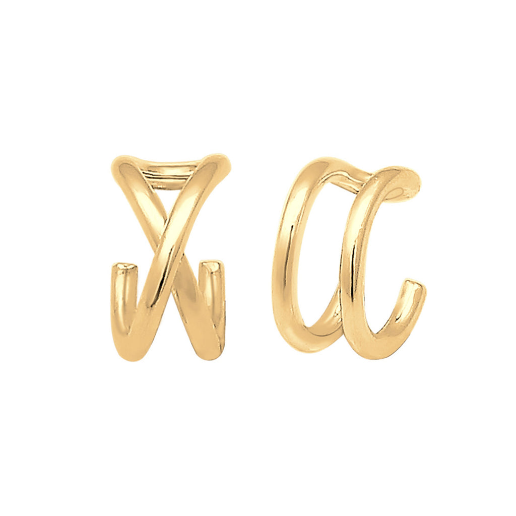 Gold - Elli | Earcuff Set Geo | 925 Sterling Silber vergoldet