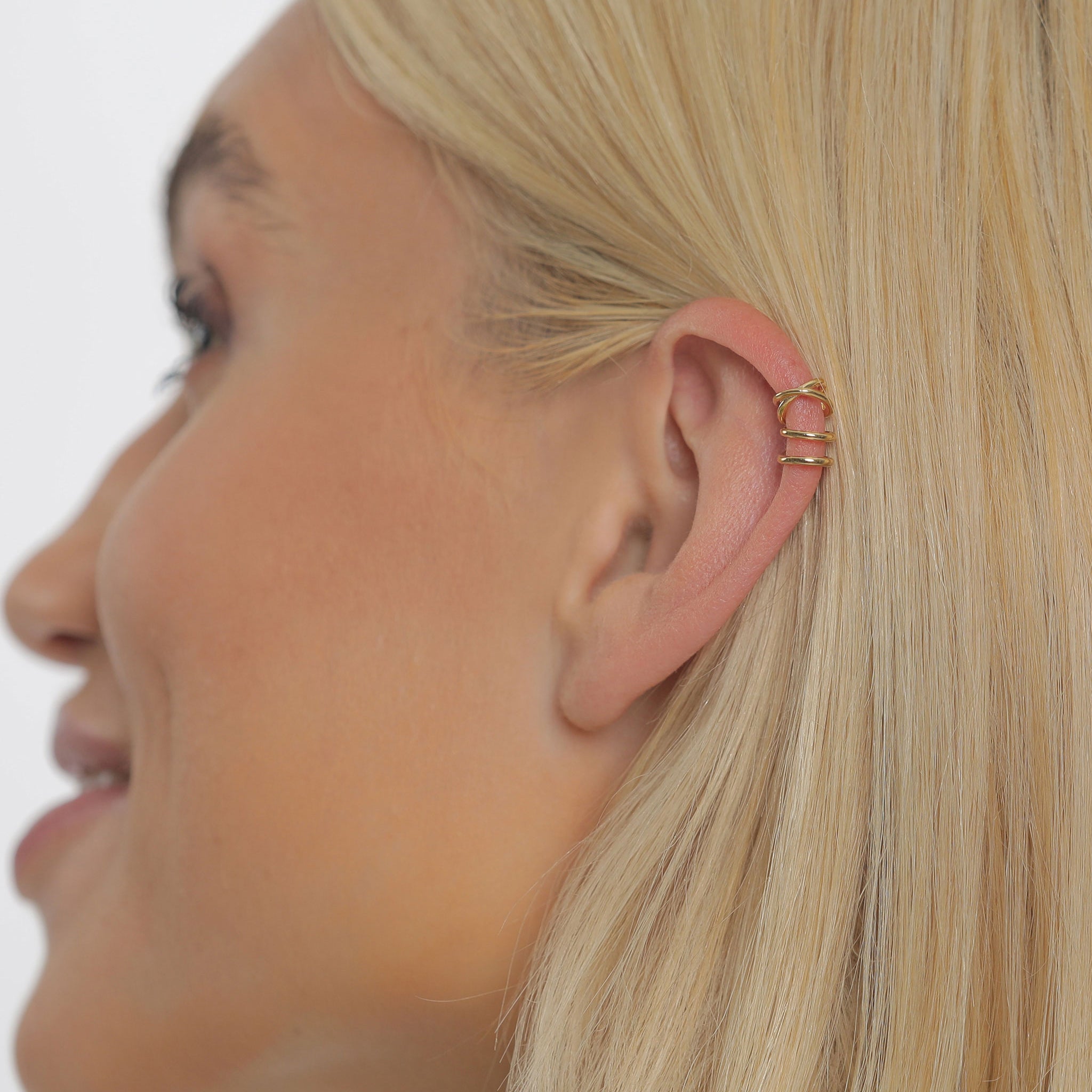 Gold - Elli | Earcuff Set Geo | 925 Sterling Silber vergoldet
