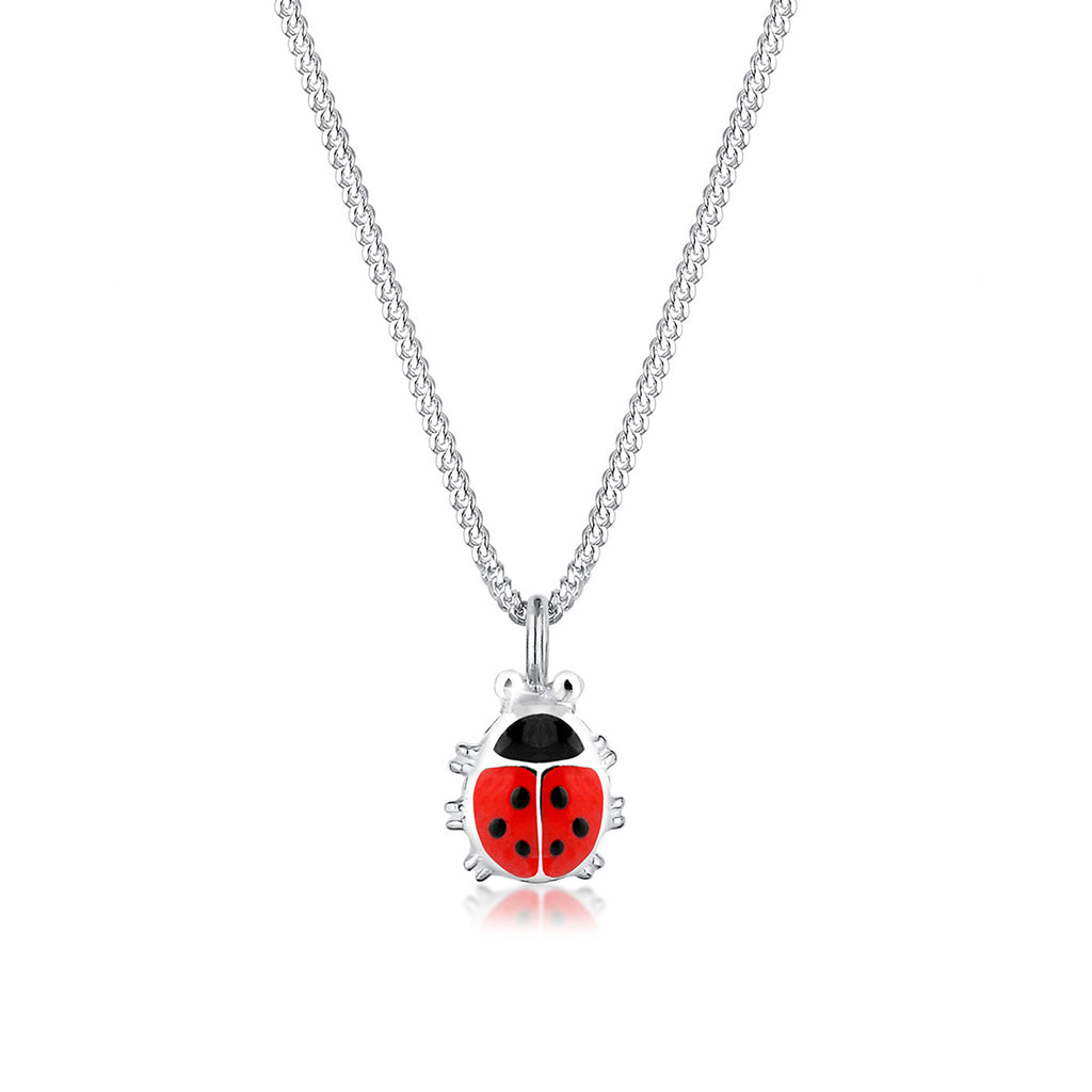 Silber - Elli | Halskette Marienkäfer | Kristall (Rot) | 925er Sterling Silber