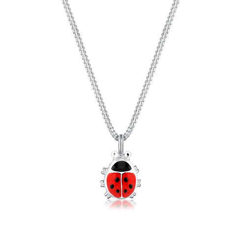 Silber - Elli | Halskette Marienkäfer | Kristall (Rot) | 925er Sterling Silber