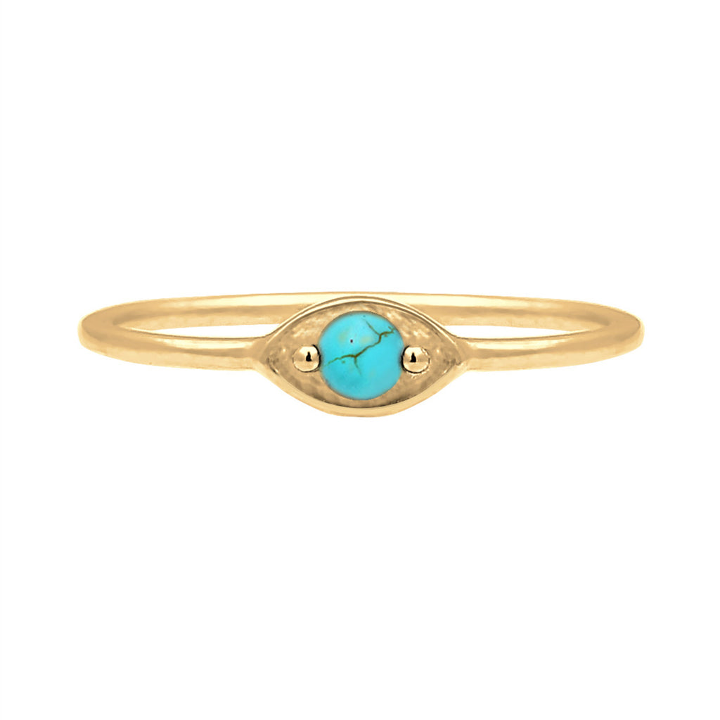 Gold - Elli | Ring Evil Eye | Howlith ( Türkis ) | 925 Sterling Silber vergoldet