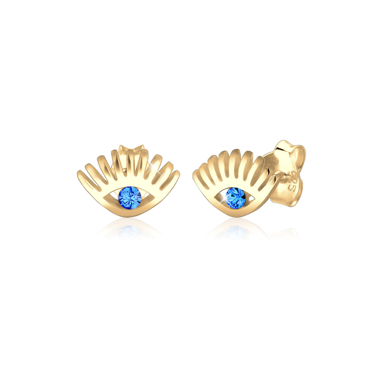 Gold - Elli | Ohrstecker Evil Eye | Kristall ( Blau ) | 925 Sterling Silber vergoldet