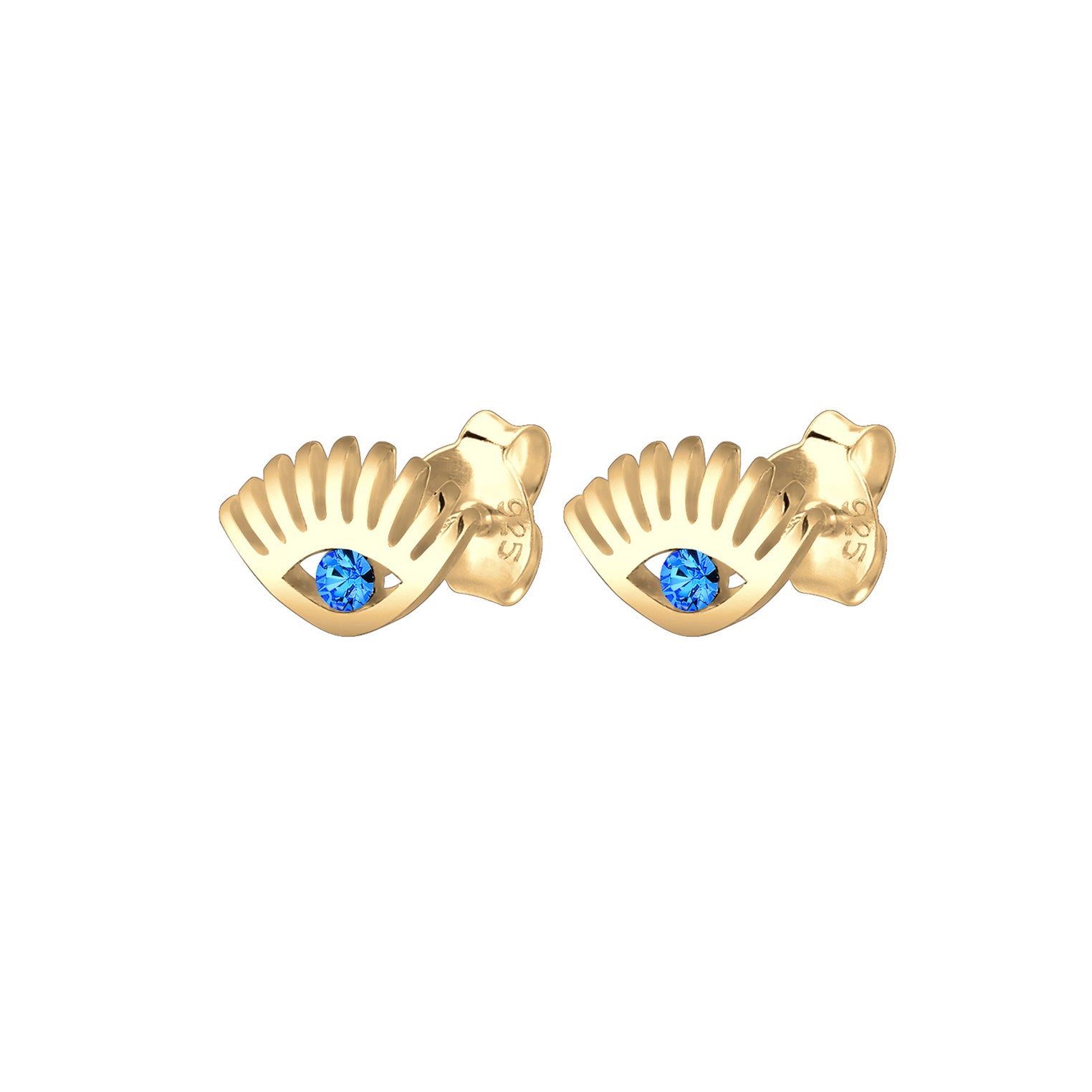 Gold - Elli | Ohrstecker Evil Eye | Kristall ( Blau ) | 925 Sterling Silber vergoldet