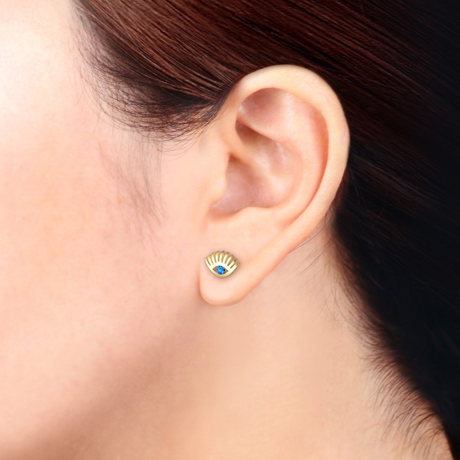 Gold - Elli | Ohrstecker Evil Eye | Kristall ( Blau ) | 925 Sterling Silber vergoldet