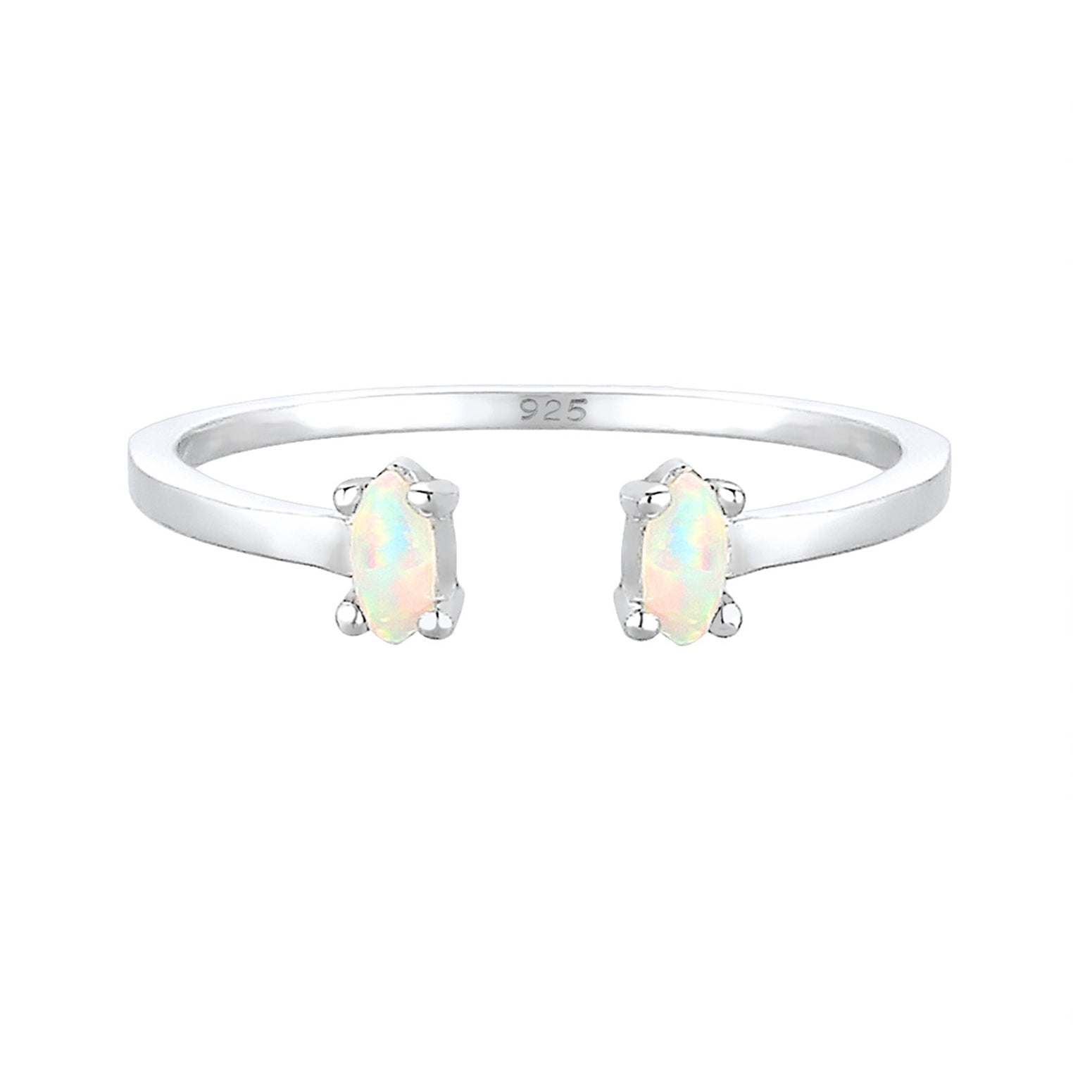 Silber - Elli | Ring | Opal ( Weiß ) | 925er Sterling Silber