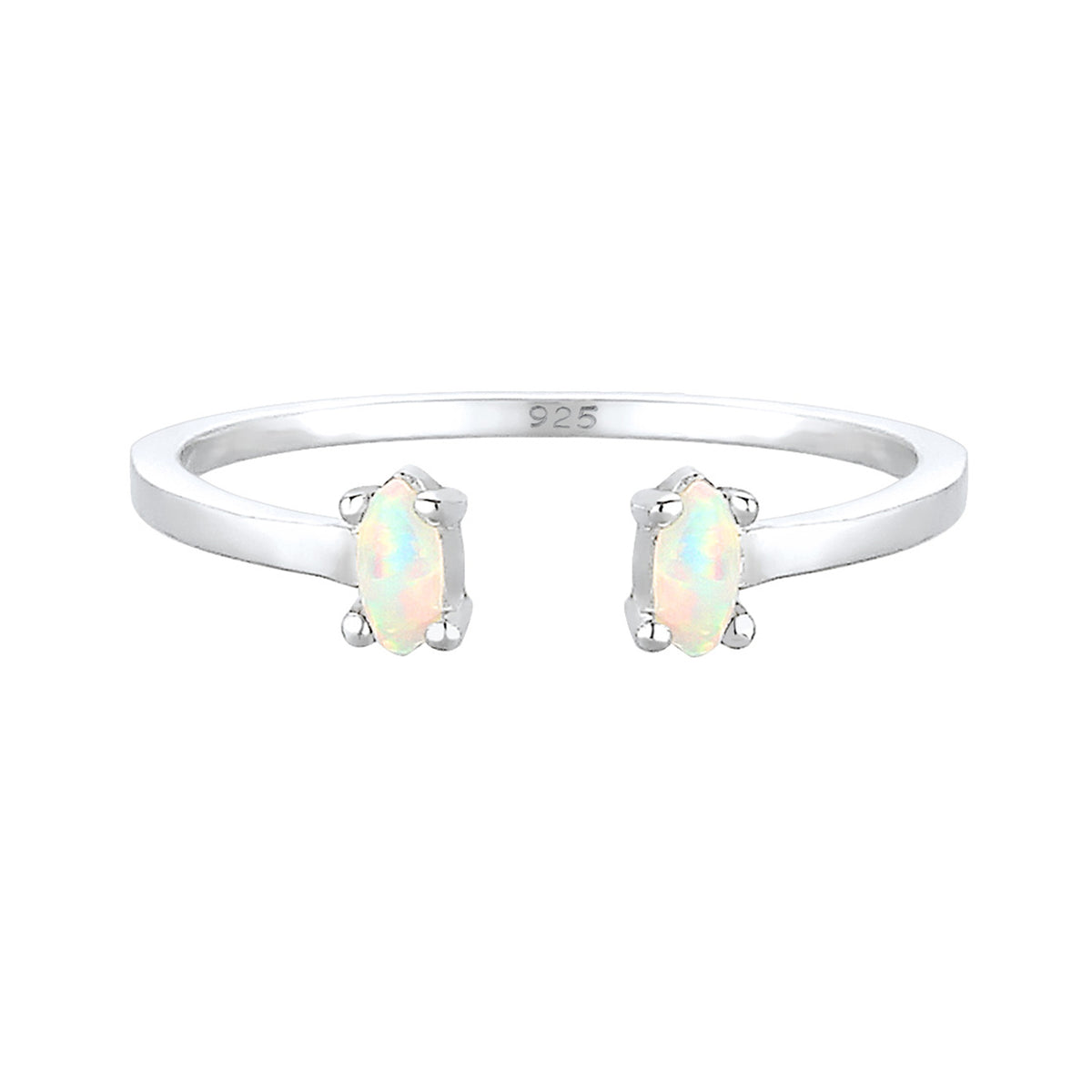 Silber - Elli | Ring | Opal ( Weiß ) | 925er Sterling Silber