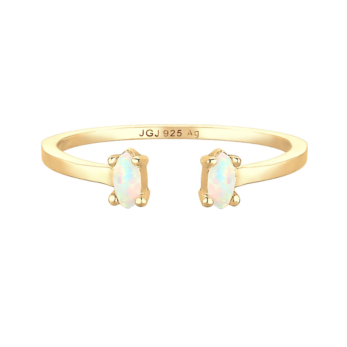 Gold - Elli | Ring | Opal ( Weiß ) | 925 Sterling Silber vergoldet