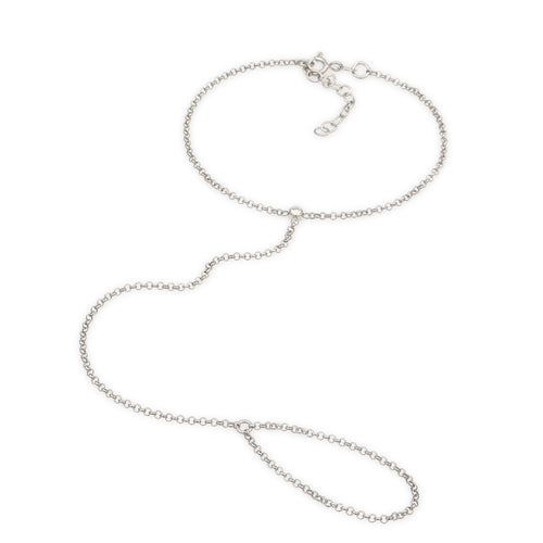 Silber - Elli | Armband Handchain | Kristall (Weiß) | 925er Sterling Silber