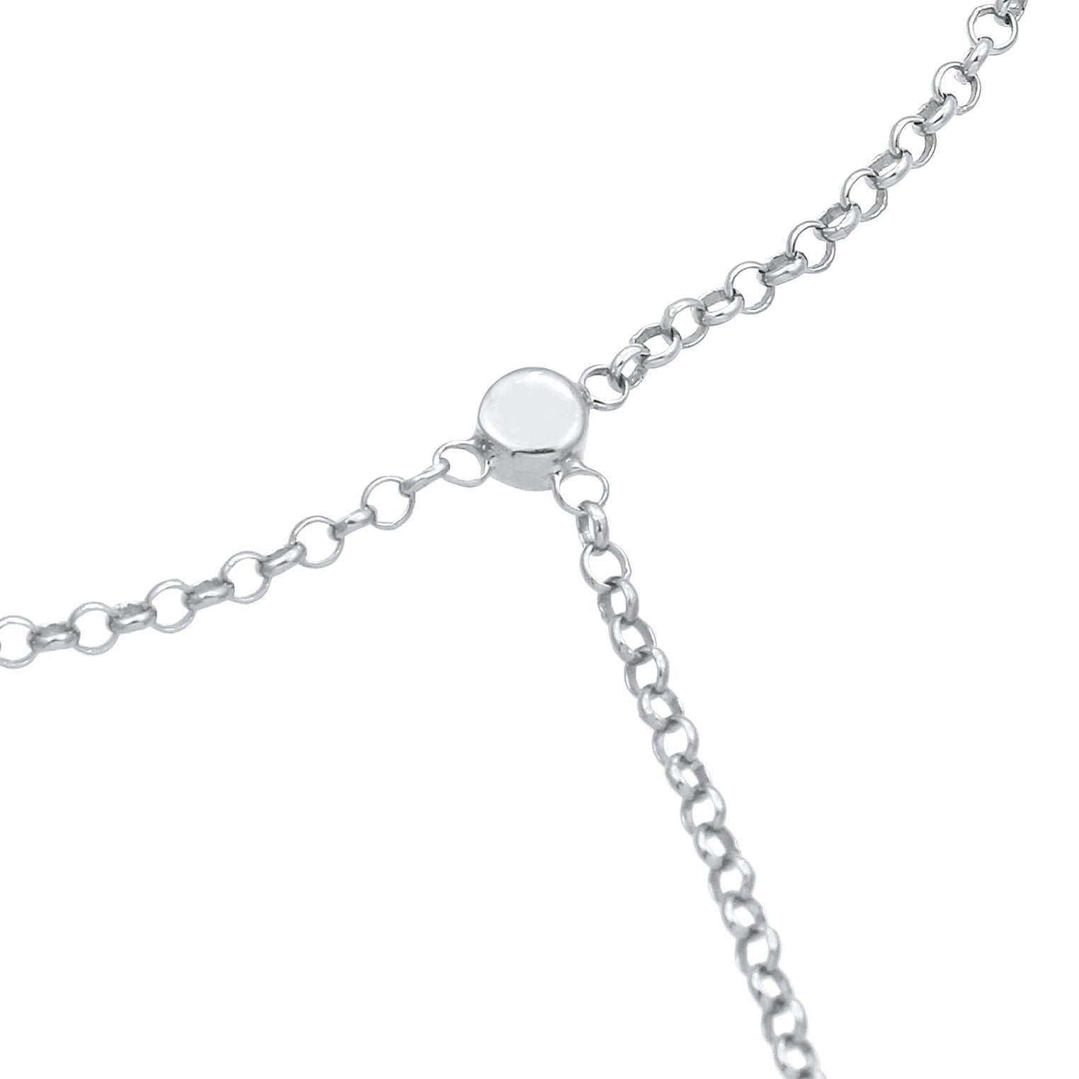 Silber - Elli | Armband Handchain | Kristall (Weiß) | 925er Sterling Silber