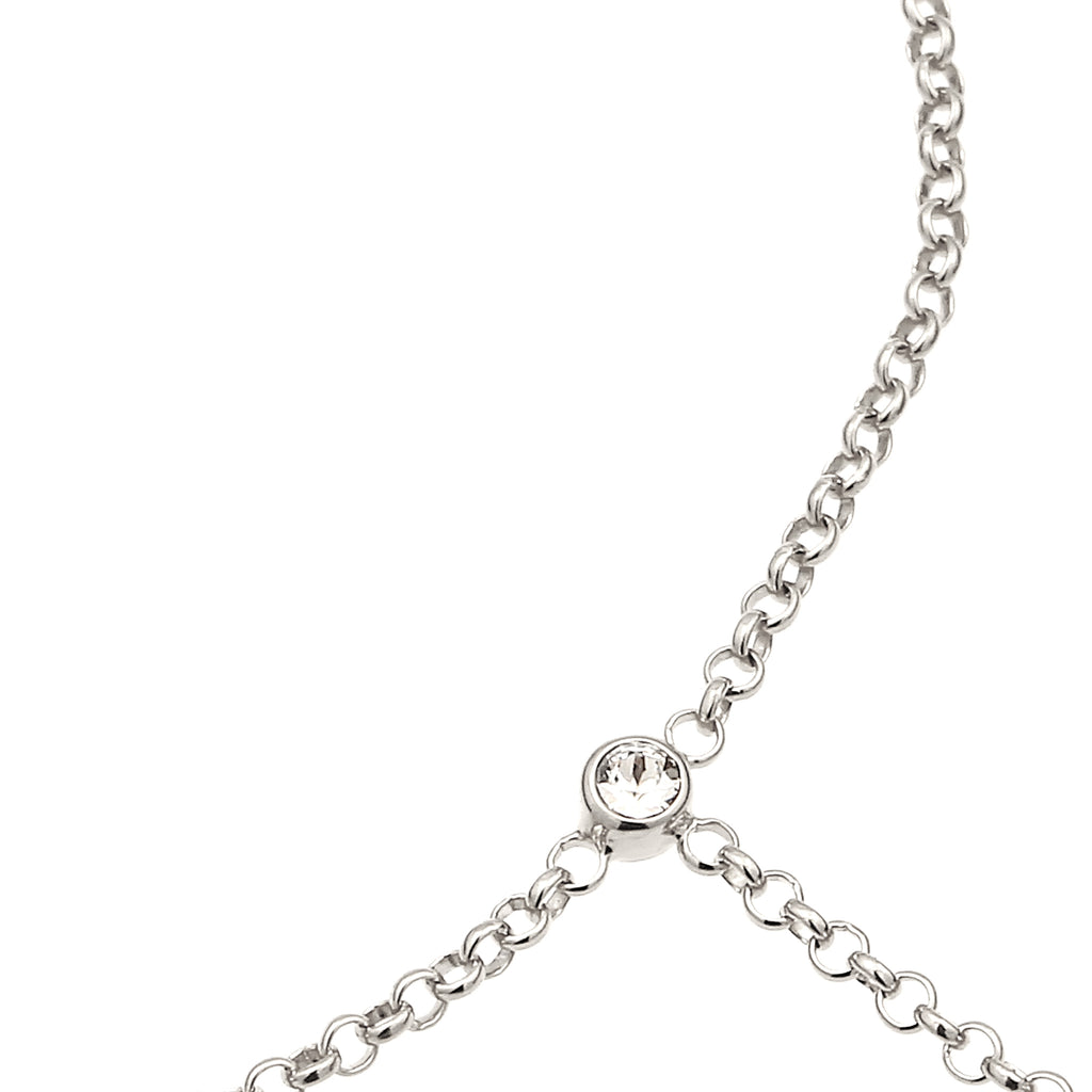 Silber - Elli | Armband Handchain | Kristall (Weiß) | 925er Sterling Silber