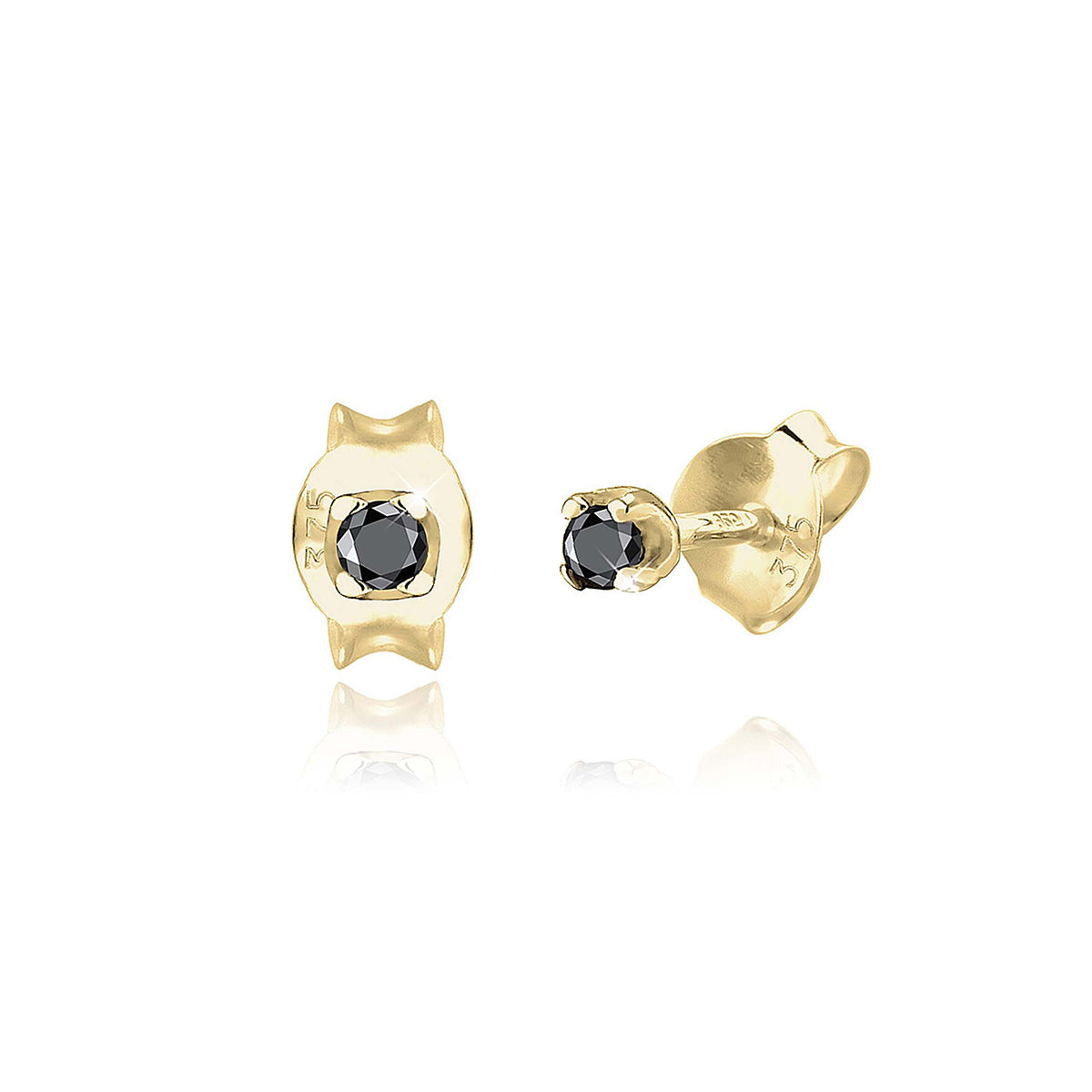 Schwarz - Elli DIAMONDS | Ohrstecker | Diamant ( Schwarz, 0,06 ct ) | 375 Gelbgold