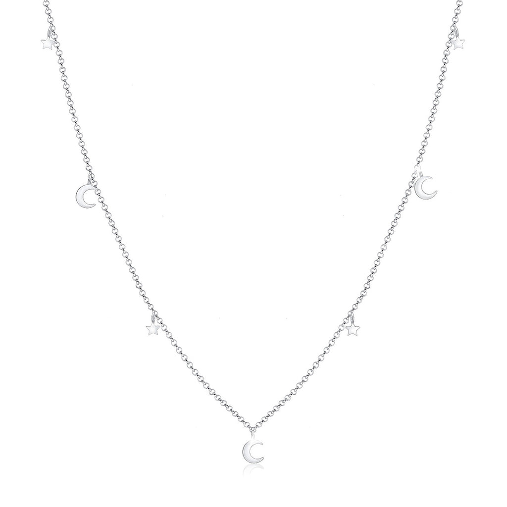 Silber - Elli | Halskette Mond Stern | 925 Sterling Silber
