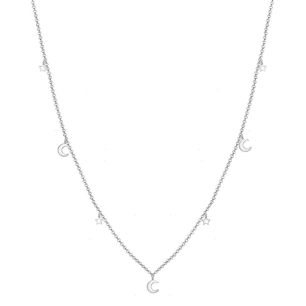 Silber - Elli | Halskette Mond Stern | 925 Sterling Silber