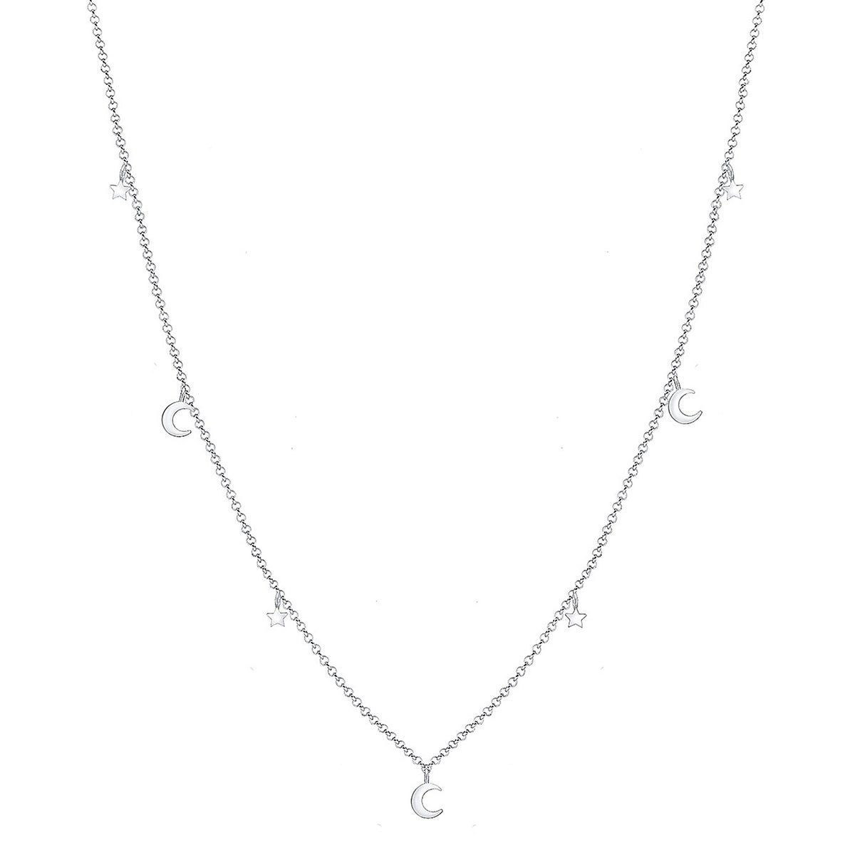 Silber - Elli | Halskette Mond Stern | 925 Sterling Silber