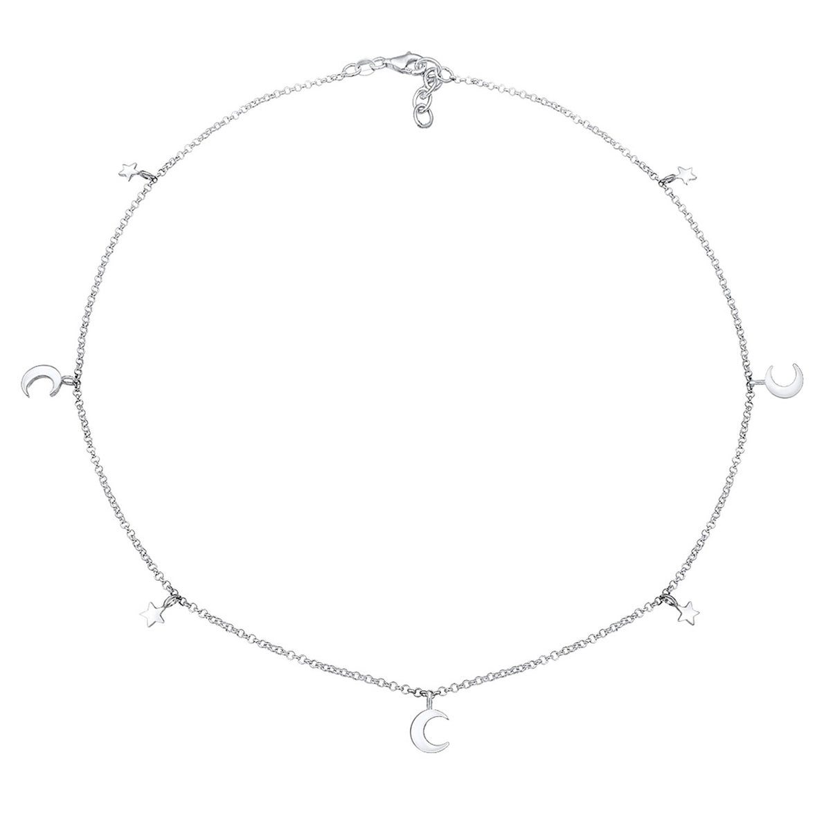 Silber - Elli | Halskette Mond Stern | 925 Sterling Silber