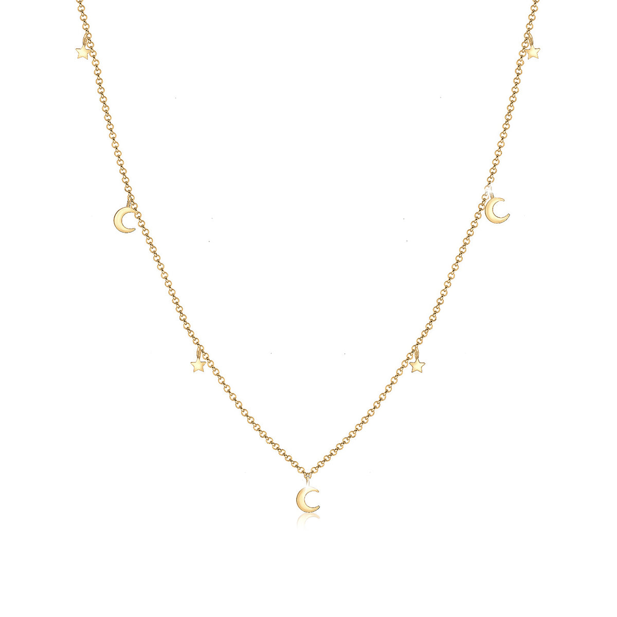 Gold - Elli | Halskette Mond Stern | 925 Sterling Silber vergoldet