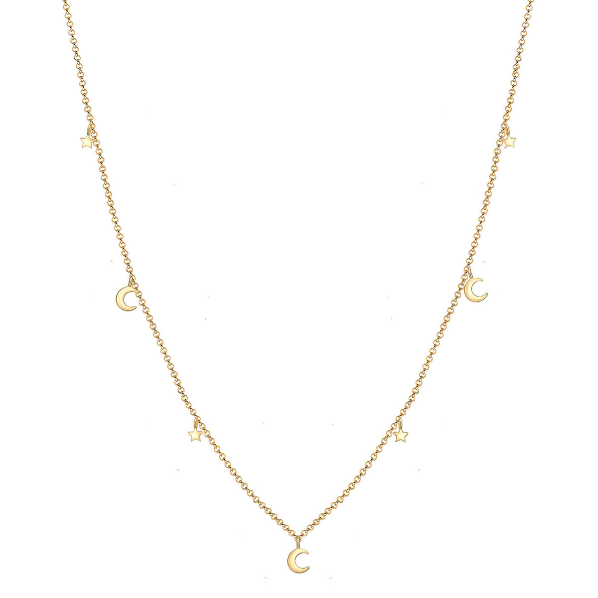 Gold - Elli | Halskette Mond Stern | 925 Sterling Silber vergoldet