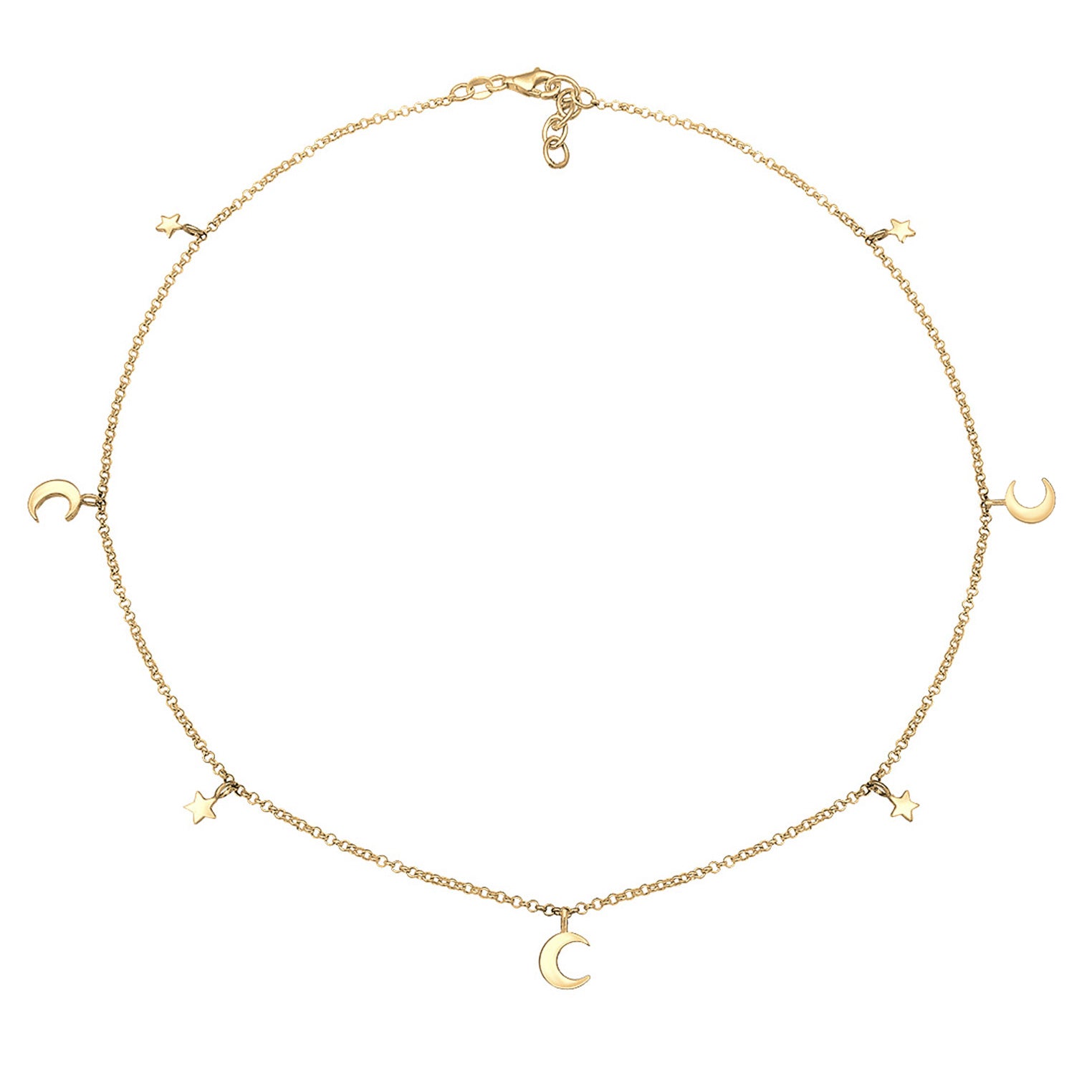 Gold - Elli | Halskette Mond Stern | 925 Sterling Silber vergoldet