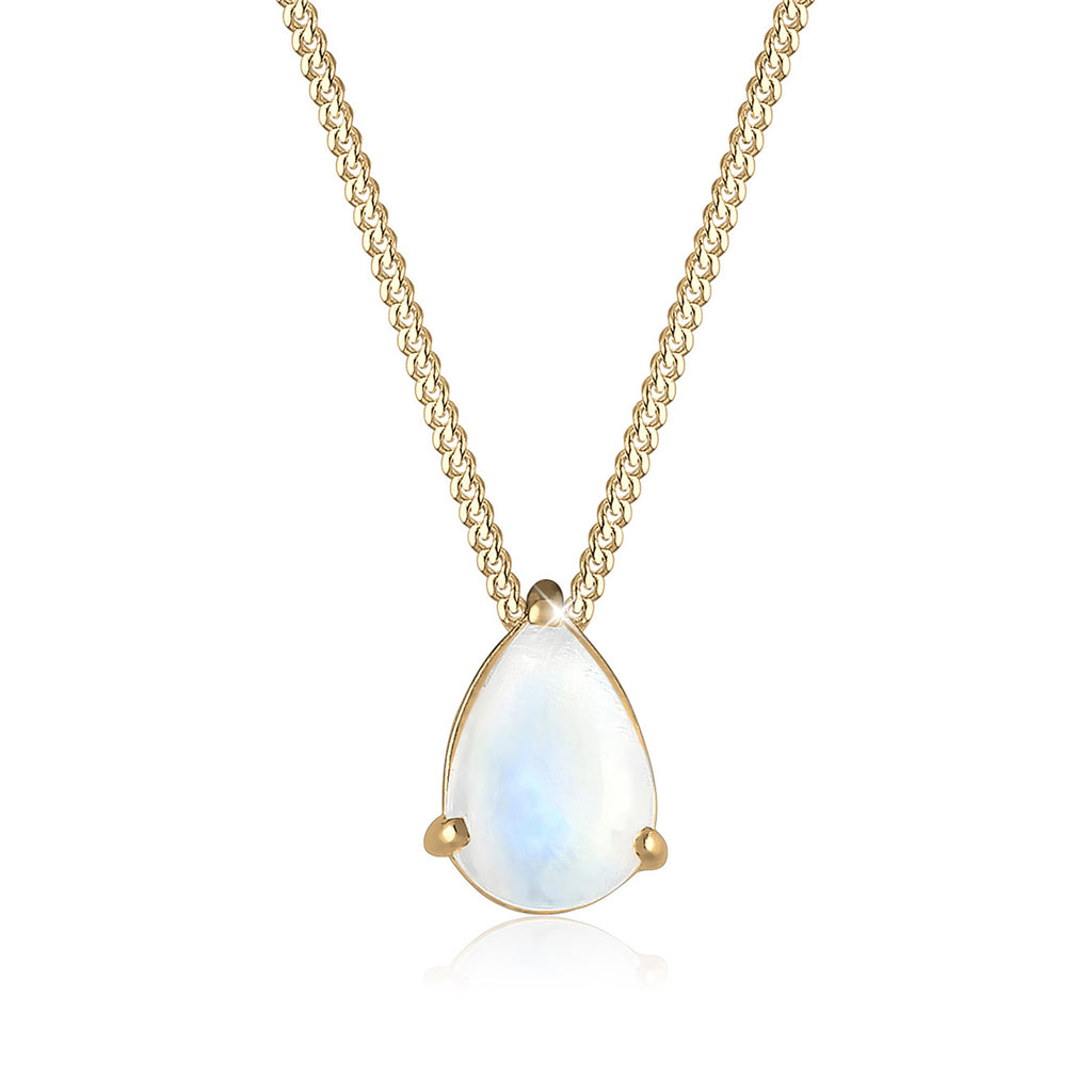Gold - Elli | Halskette | Mondstein (Weiß) | 925 Sterling Silber vergoldet