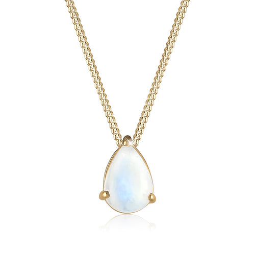 Gold - Elli | Halskette | Mondstein (Weiß) | 925 Sterling Silber vergoldet