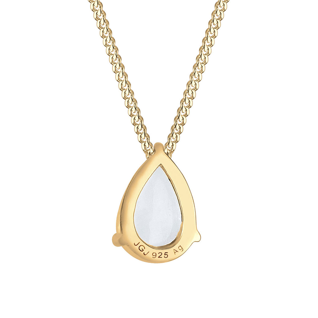 Gold - Elli | Halskette | Mondstein (Weiß) | 925 Sterling Silber vergoldet