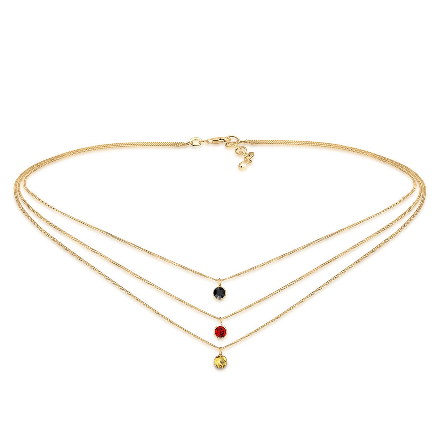 Rot - Elli | Choker | Mit Kristallen von Swarovski® (Gelb) | 925 Sterling Silber vergoldet