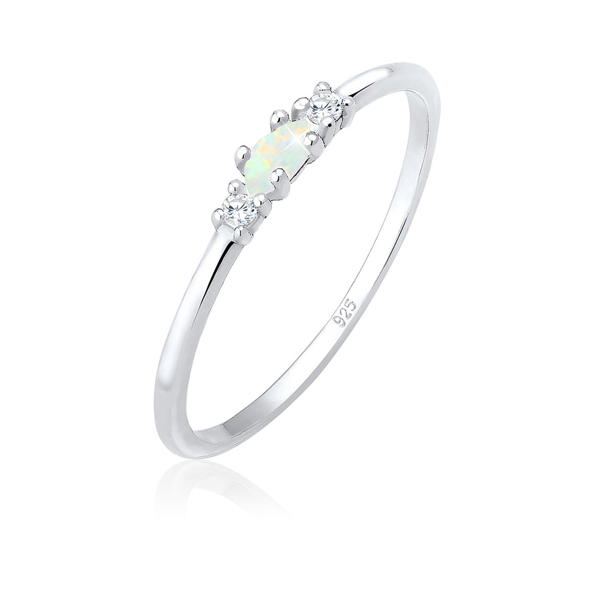 Silber - Elli | Ring | Opal ( Weiß ) | 925er Sterling Silber
