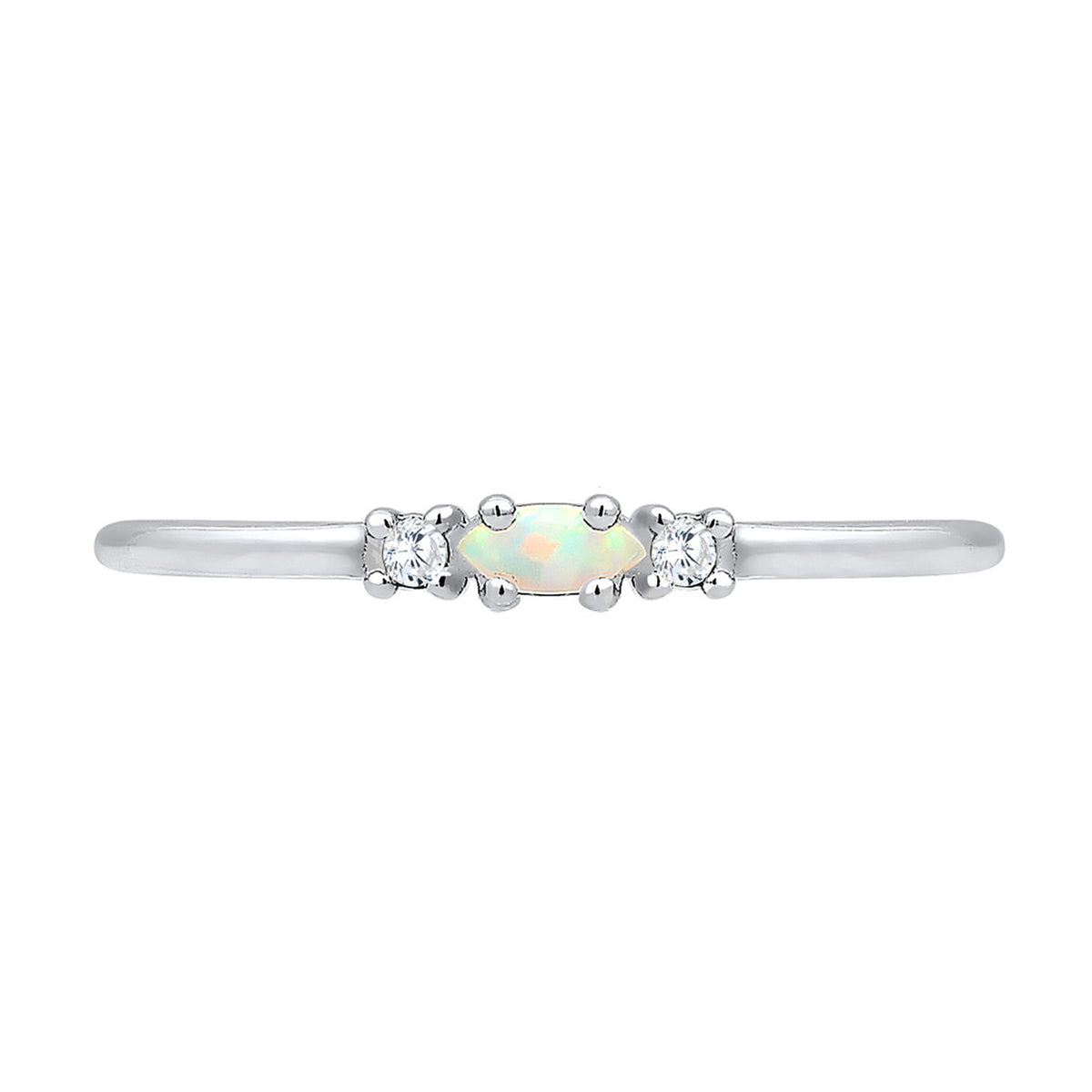 Silber - Elli | Ring | Opal ( Weiß ) | 925er Sterling Silber