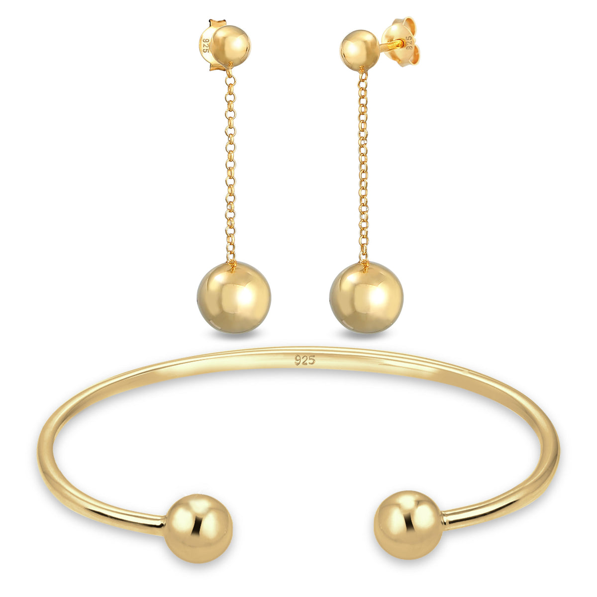 Sphere Bangle &amp; Pendant Earrings Jewelry Set