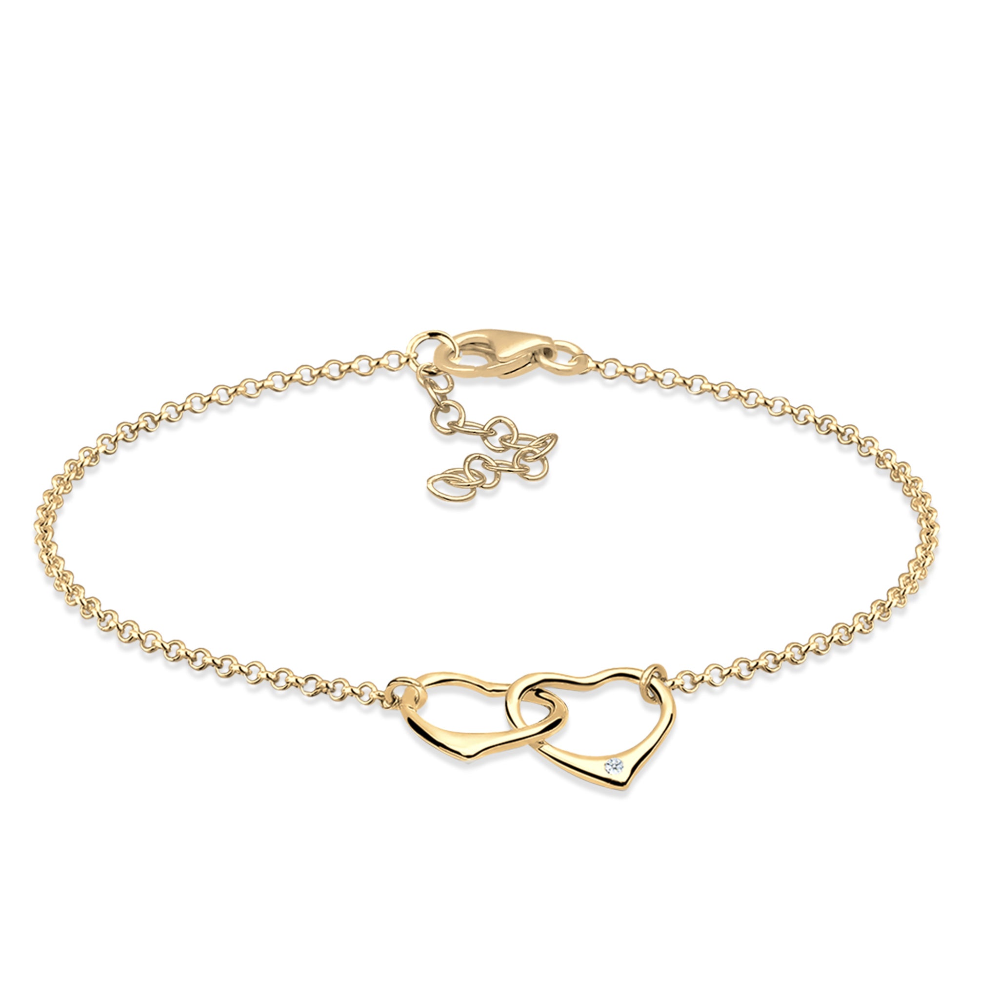 Gold - Elli DIAMONDS | Armband Herz | Diamant ( Weiß, 0,015 ct ) | 925 Sterling Silber vergoldet