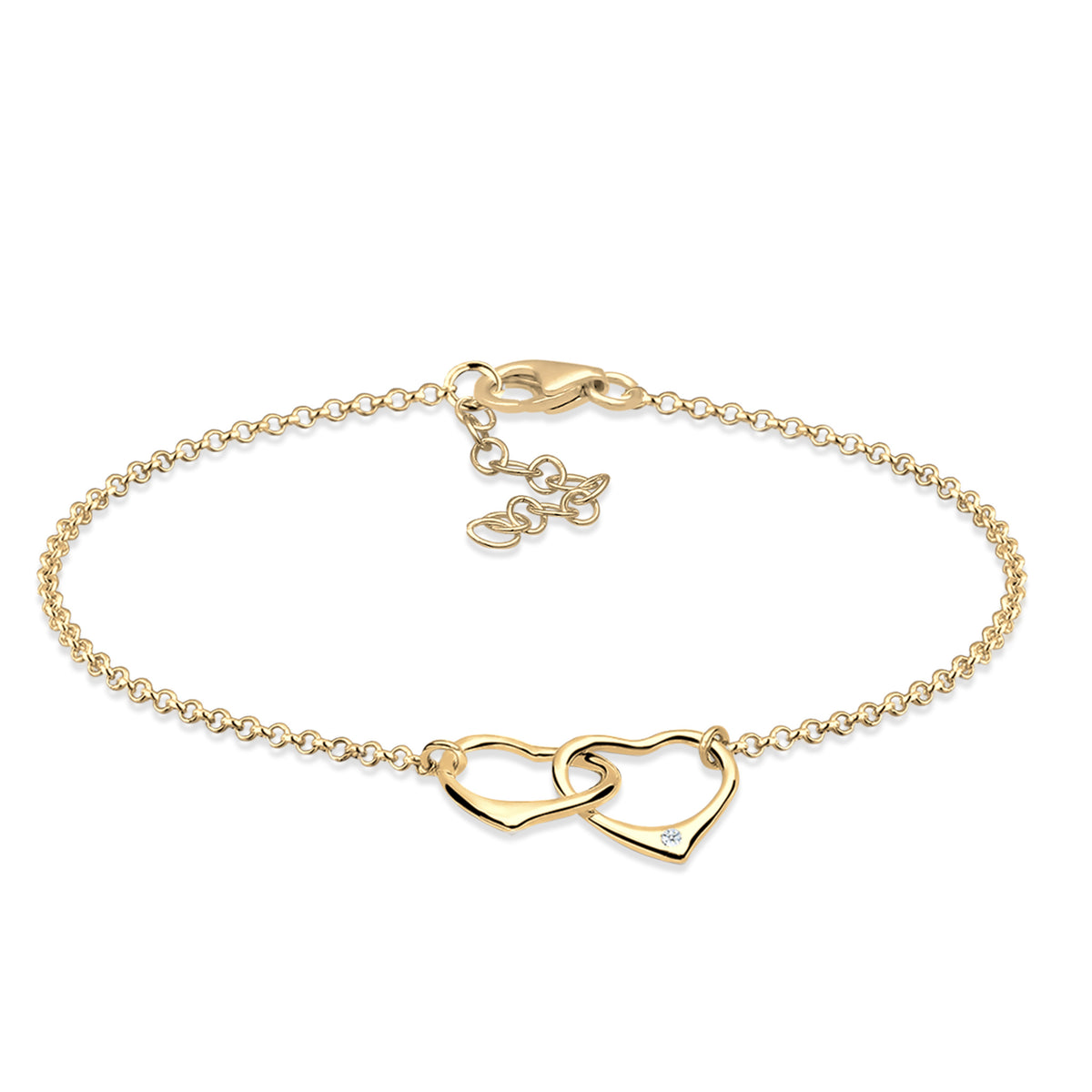 Gold - Elli DIAMONDS | Armband Herz | Diamant ( Weiß, 0,015 ct ) | 925 Sterling Silber vergoldet
