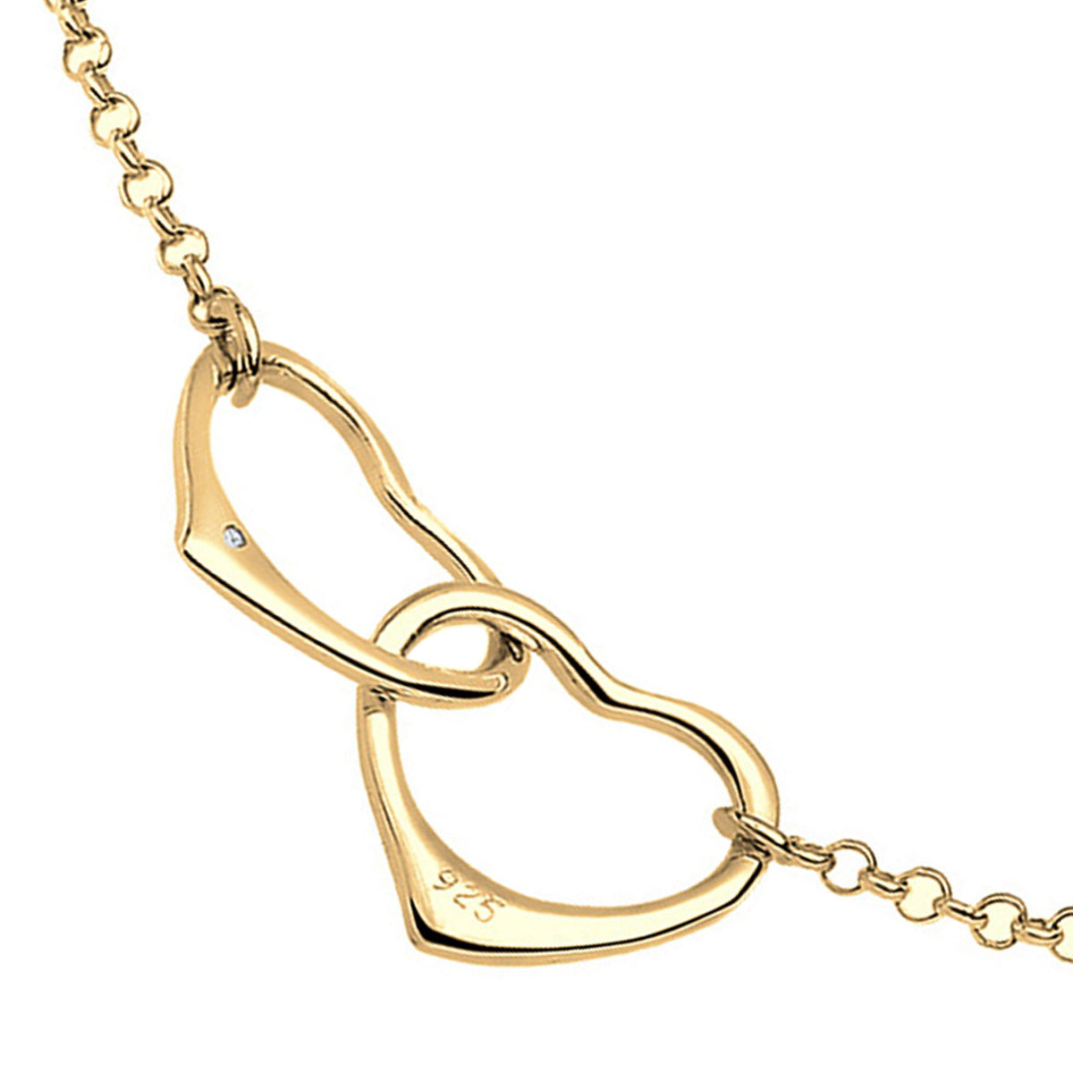 Gold - Elli DIAMONDS | Armband Herz | Diamant ( Weiß, 0,015 ct ) | 925 Sterling Silber vergoldet