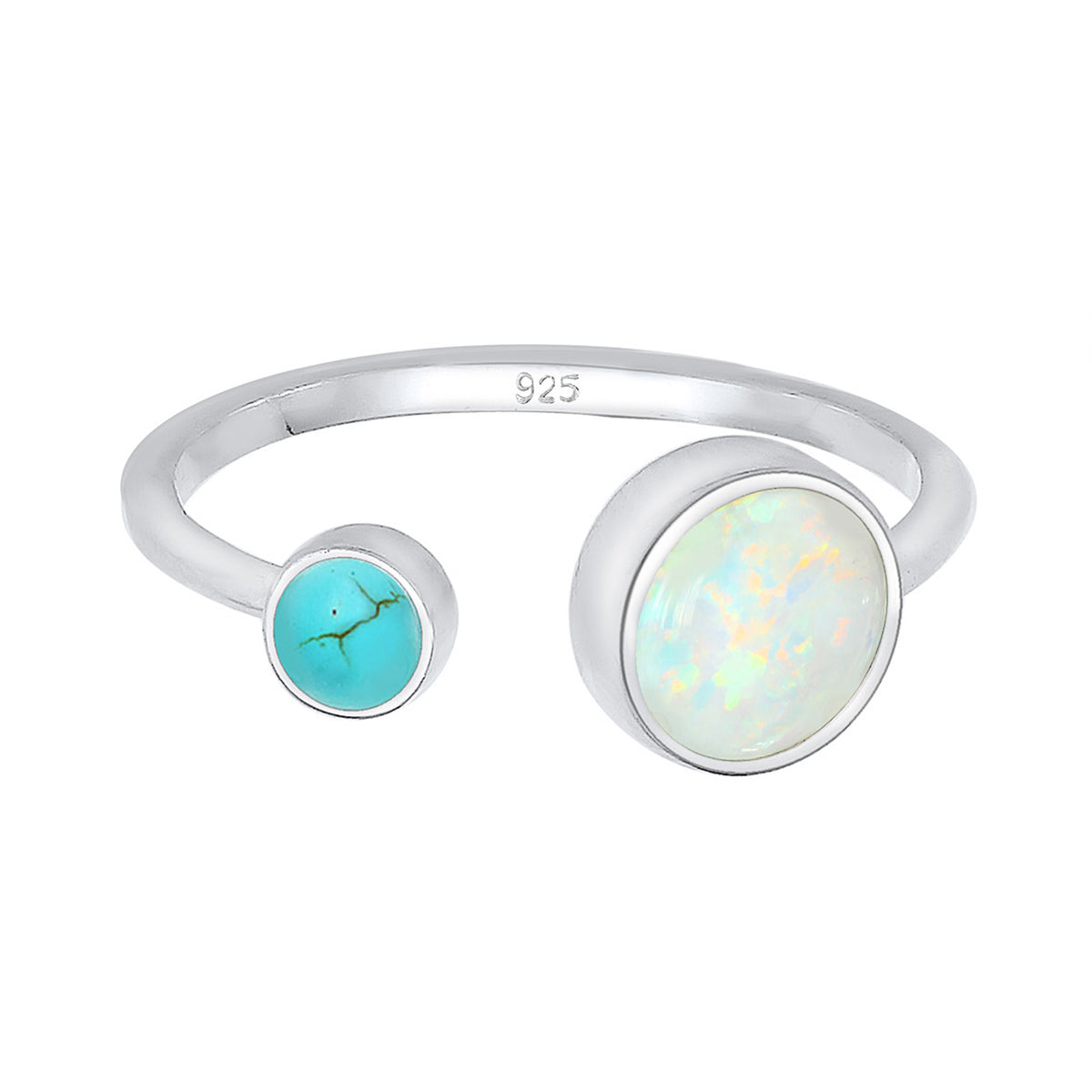 Silber - Elli | Ring | Opal ( Weiß ) | 925er Sterling Silber