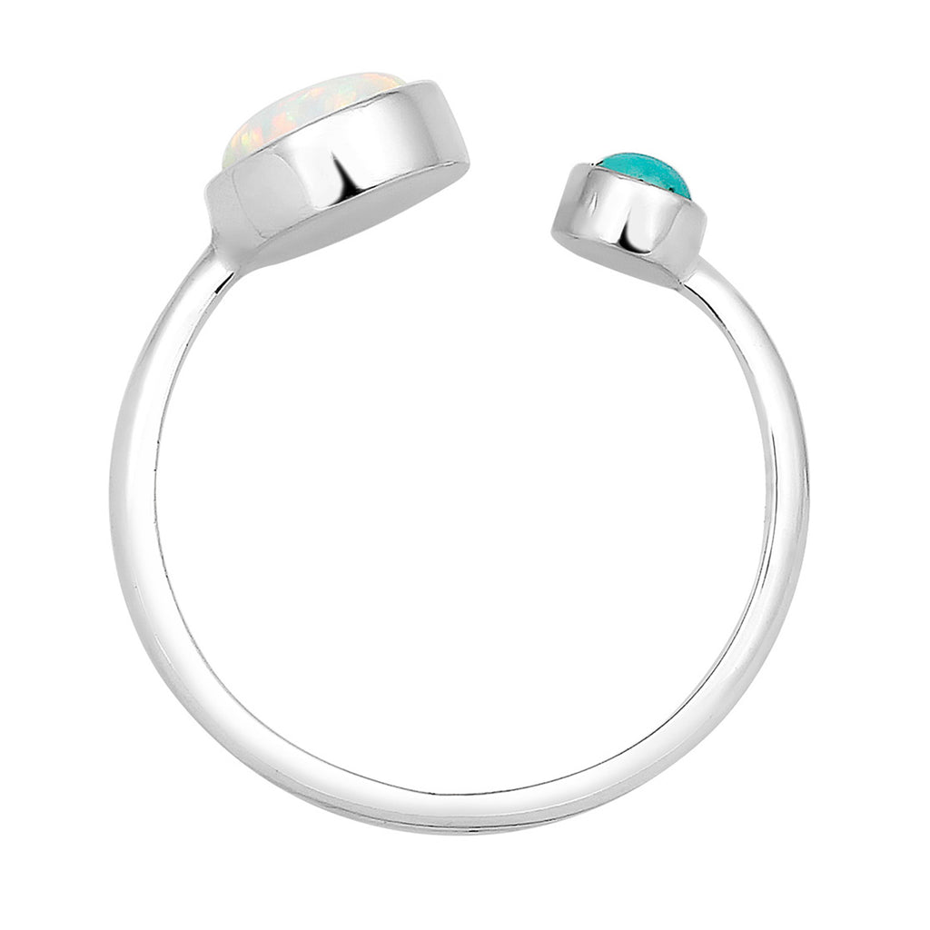 Silber - Elli | Ring | Opal ( Weiß ) | 925er Sterling Silber