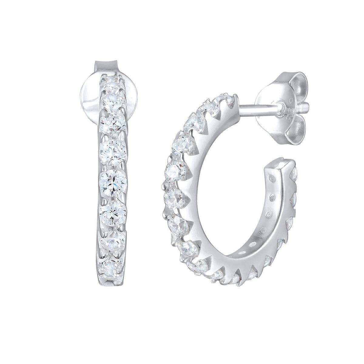 Silber - Elli | Creole | Zirkonia ( Weiß ) | 925er Sterling Silber