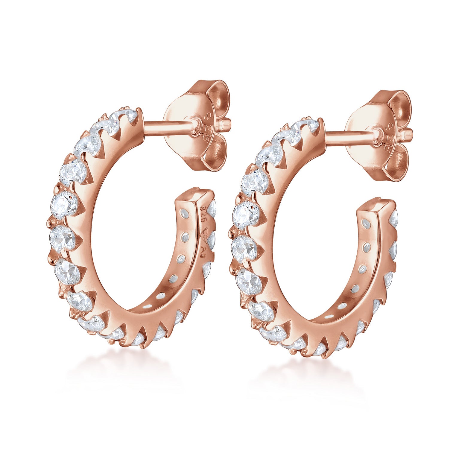 Roségold - Elli | Creole | Zirkonia ( Weiß ) | 925 Sterling Silber Rosegold