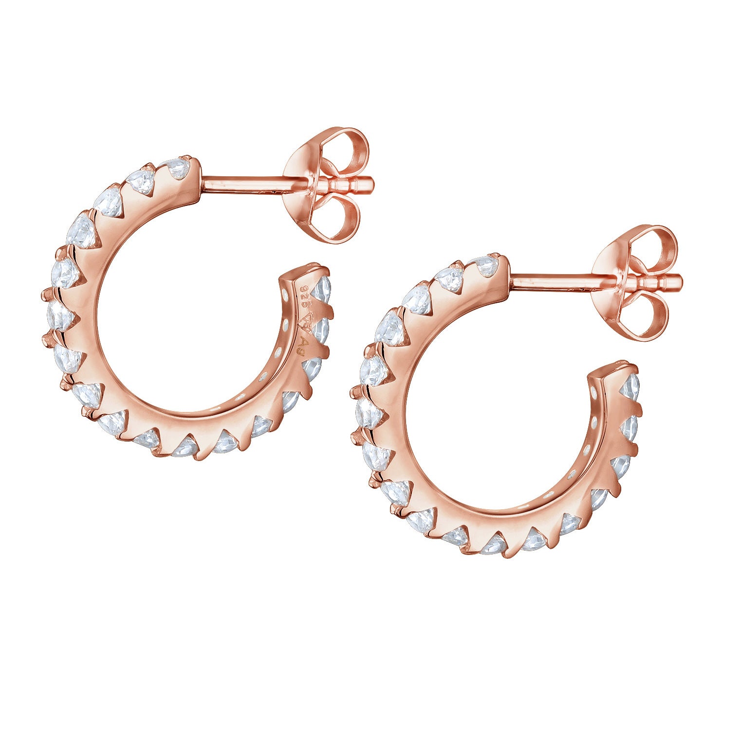 Roségold - Elli | Creole | Zirkonia ( Weiß ) | 925 Sterling Silber Rosegold