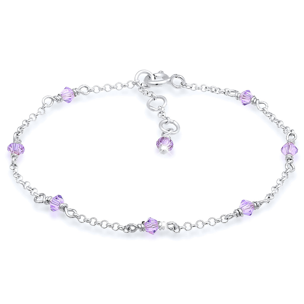 Silber - Elli | Armband Kugel | Kristall ( Violett hell ) | 925er Sterling Silber