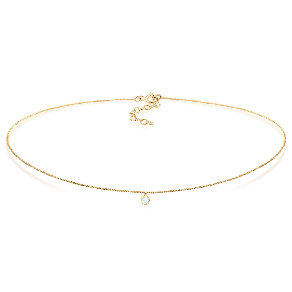 Gold - Elli | Choker | Mondstein (Weiß) | 925 Sterling Silber vergoldet