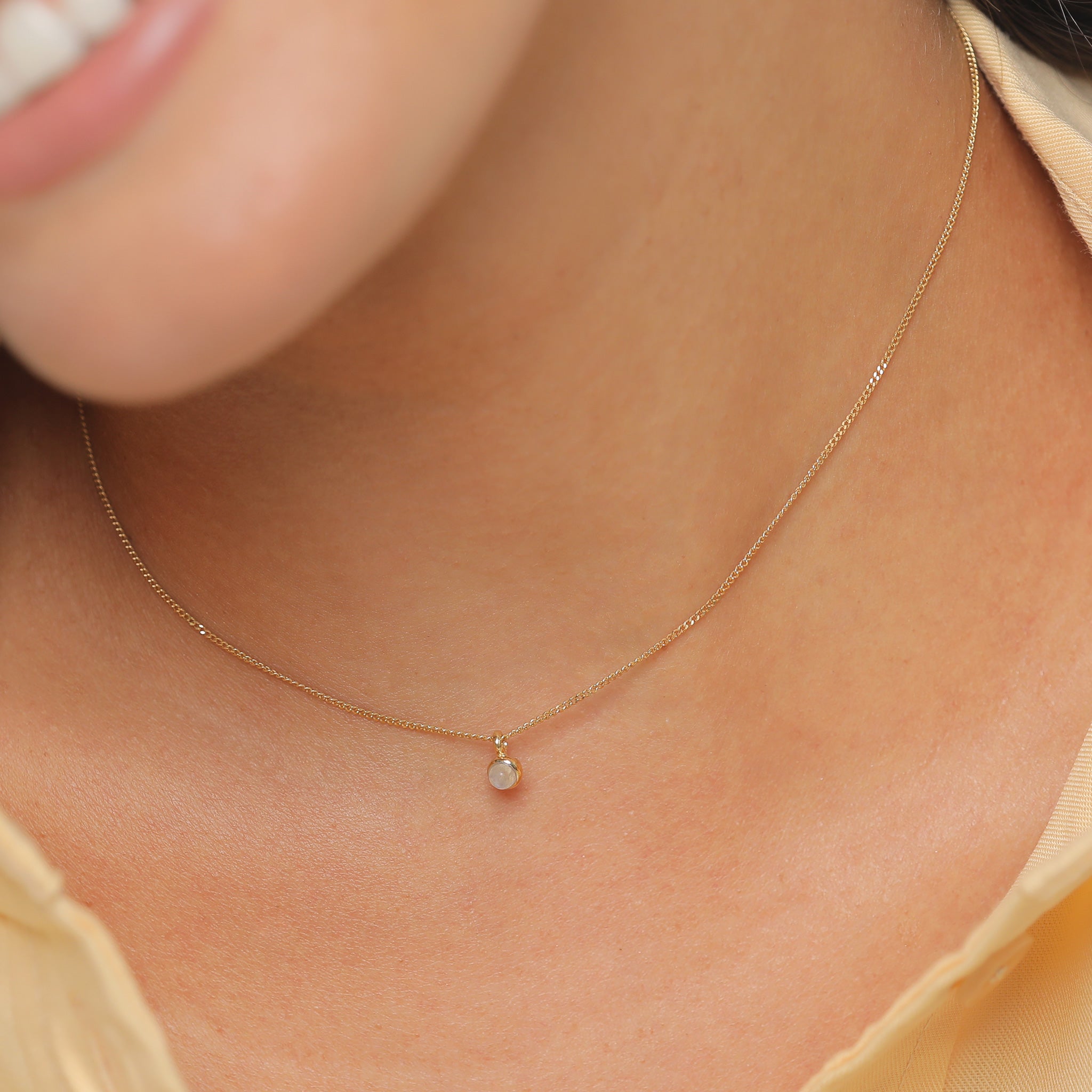 Gold - Elli | Choker | Mondstein (Weiß) | 925 Sterling Silber vergoldet
