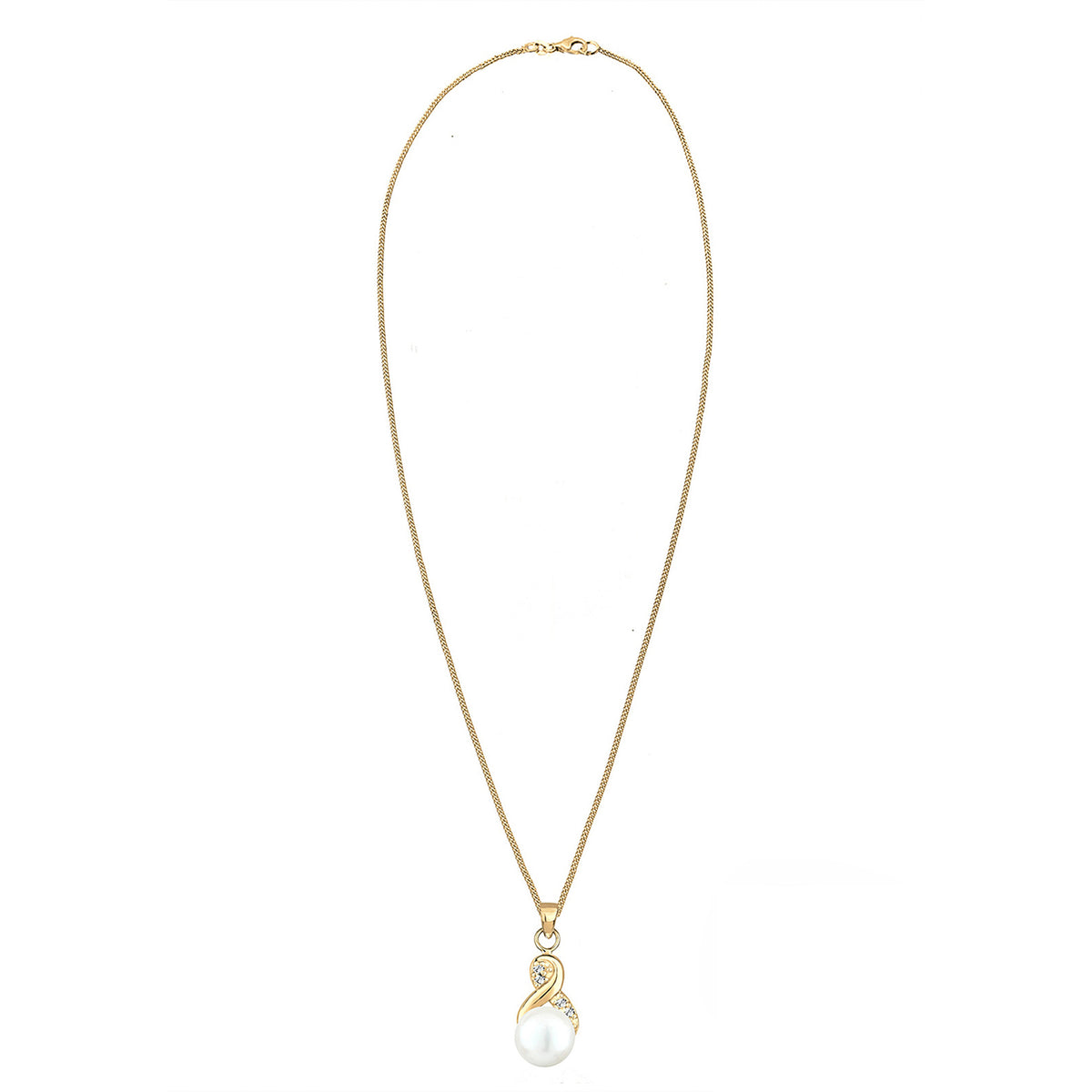Gold - Elli | Halskette Infinity | Süßwasserperle, Kristall (Weiß) | 925 Sterling Silber vergoldet