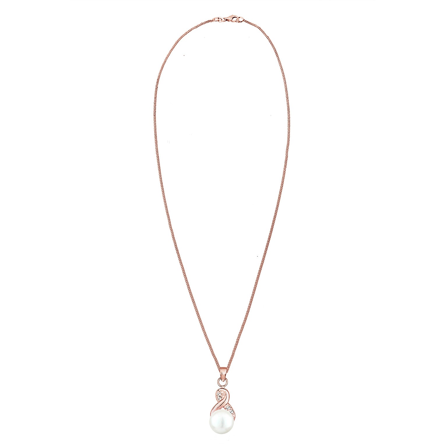 Roségold - Elli | Halskette Infinity | Süßwasserperle, Kristall (Weiß) | 925 Sterling Silber Rosegold