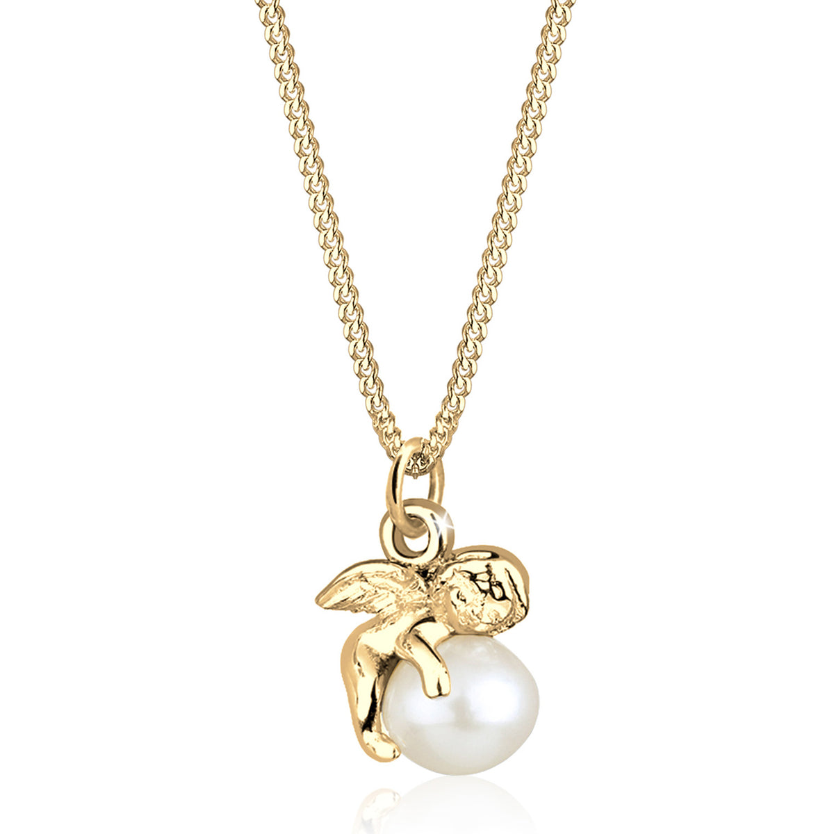Gold - Elli | Halskette Engel | Süßwasserperle | 925 Sterling Silber vergoldet