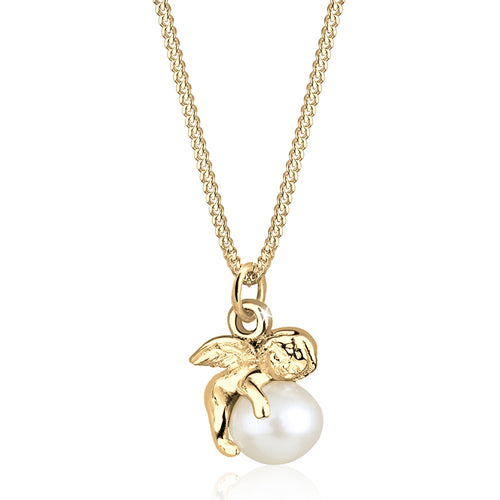 Gold - Elli | Halskette Engel | Süßwasserperle | 925 Sterling Silber vergoldet
