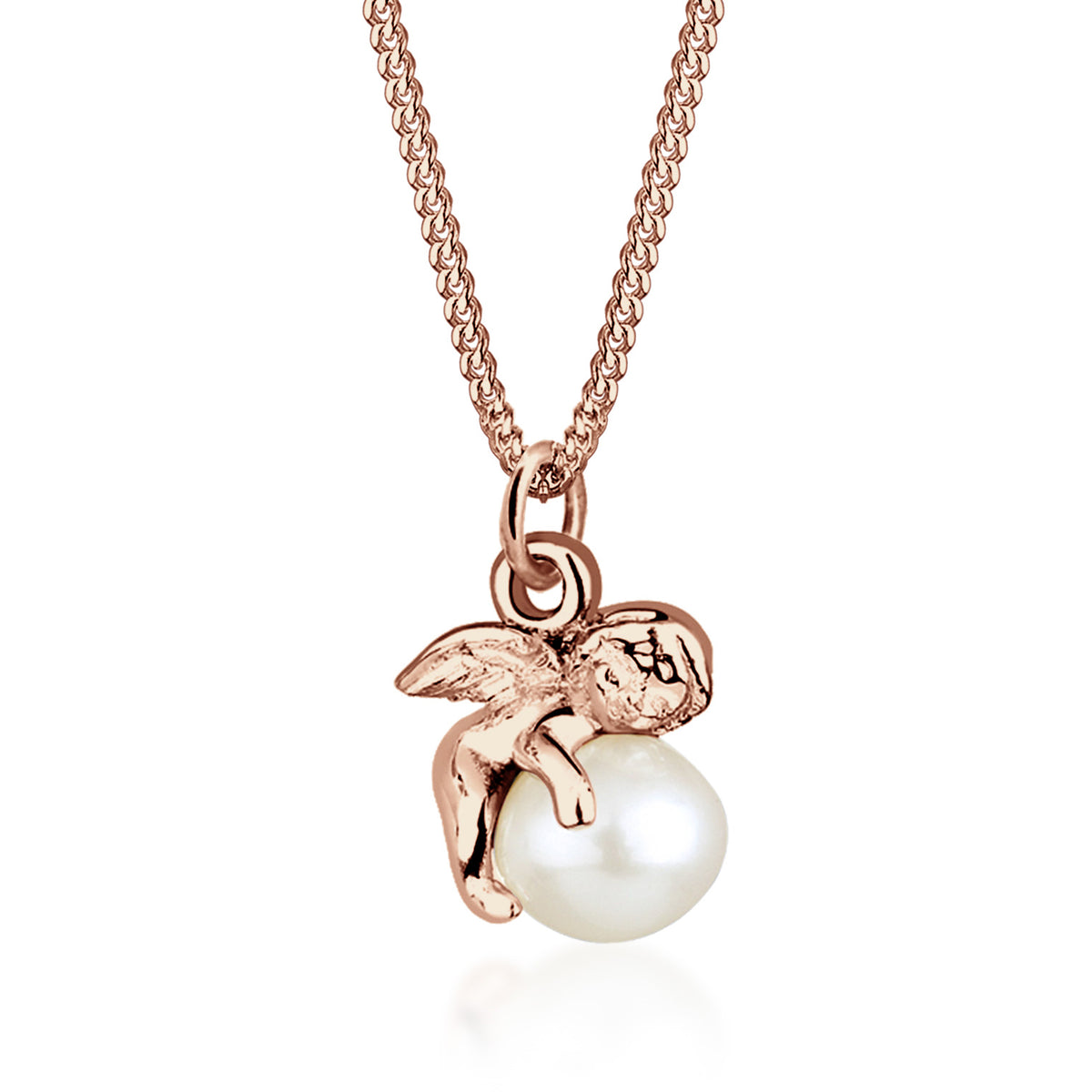 Roségold - Elli | Halskette Engel | Süßwasserperle | 925 Sterling Silber Rosegold