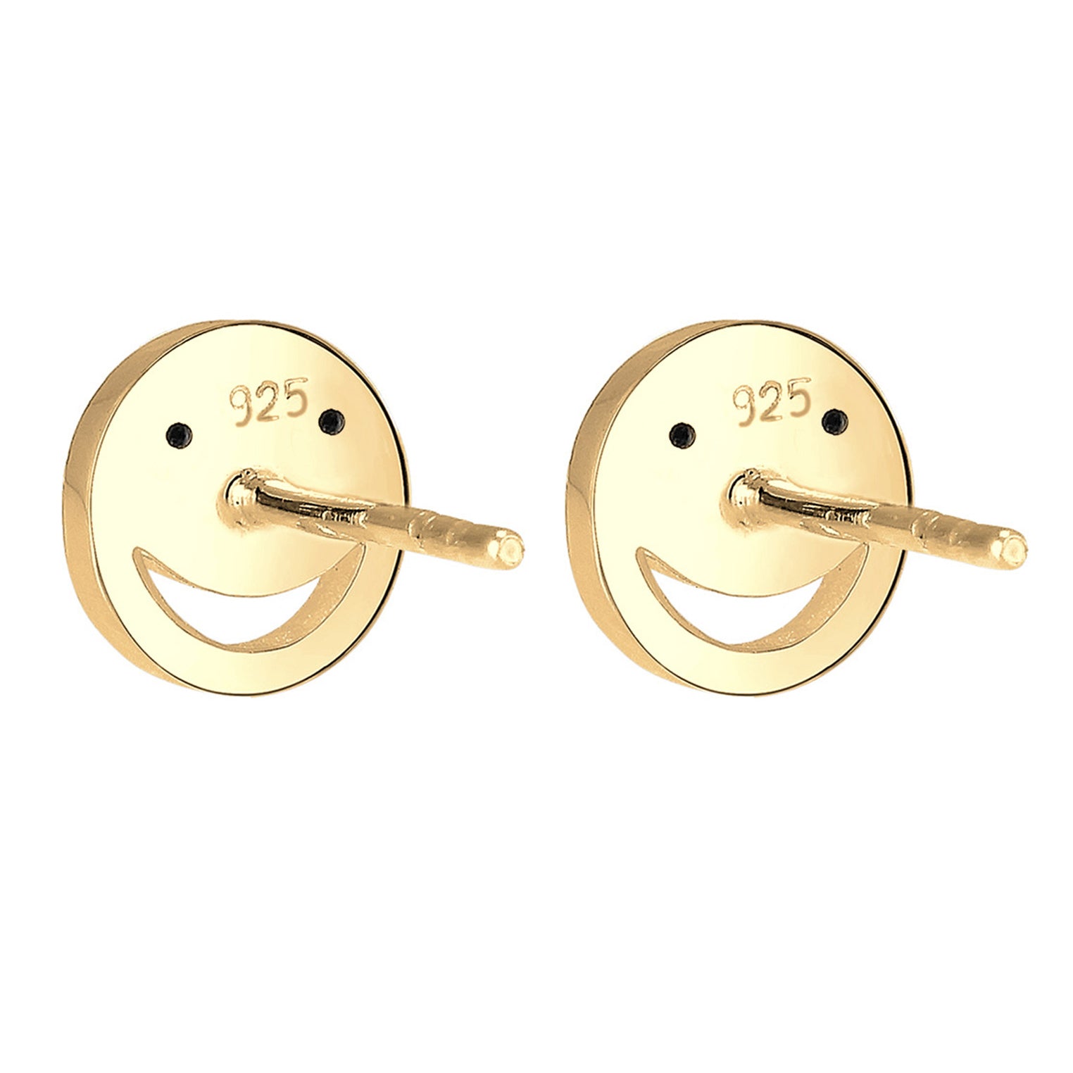 Gold - Elli | Ohrstecker mit Smiling Face | Kristall (Weiß) | 925 Sterling Silber vergoldet