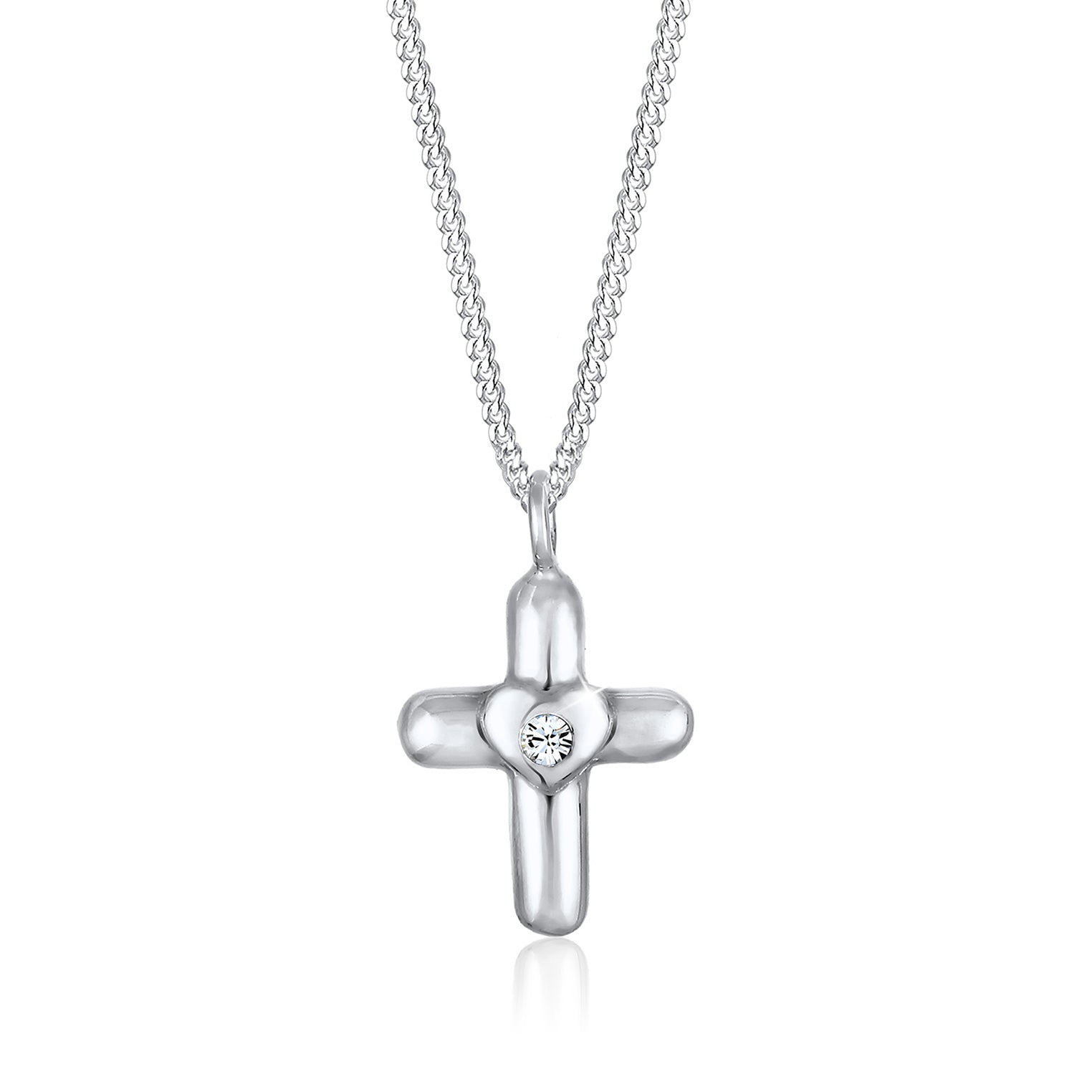 Silber - Elli | Halskette Herz | Mit Kristallen von Swarovski® (Weiß) | 925er Sterling Silber