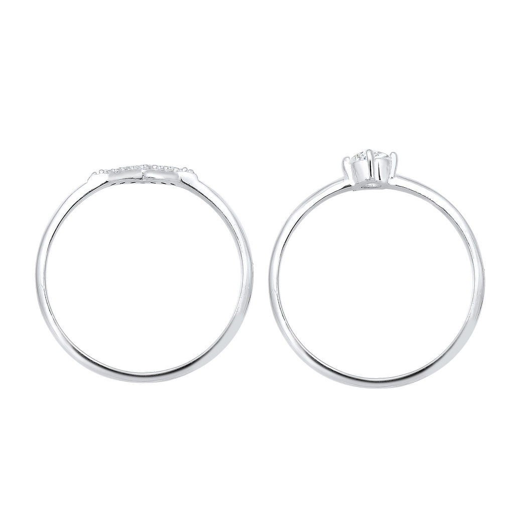 Silber - Elli | Verlobungsring Dreieck | Zirkonia ( Weiß ) | 925er Sterling Silber