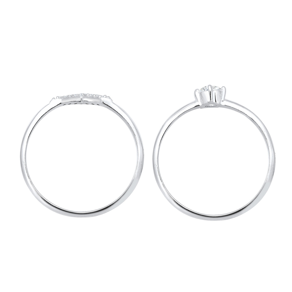 Silber - Elli | Verlobungsring Dreieck | Zirkonia ( Weiß ) | 925er Sterling Silber