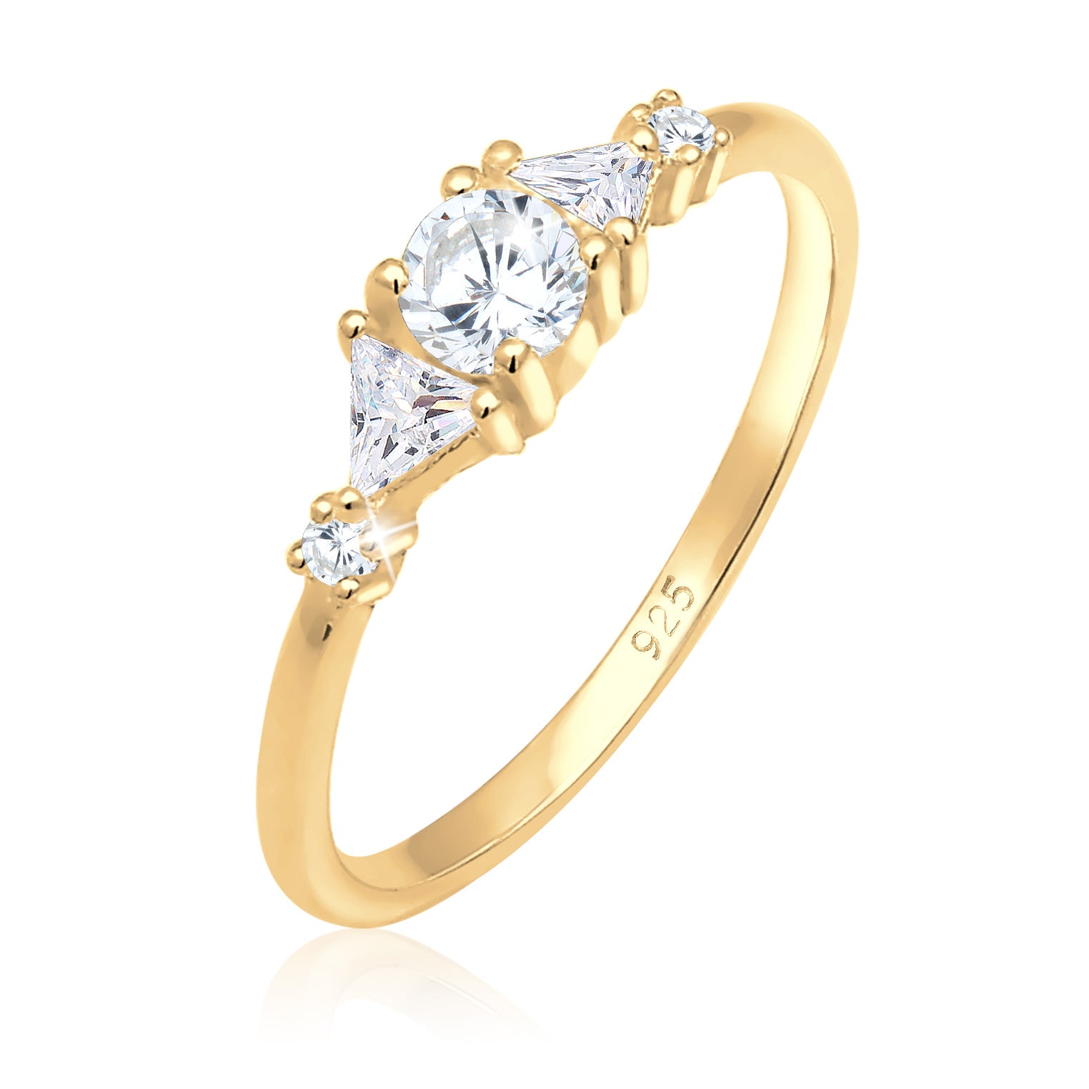 Gold - Elli PREMIUM | Verlobungsring | Zirkonia ( Weiß ) | 925 Sterling Silber vergoldet